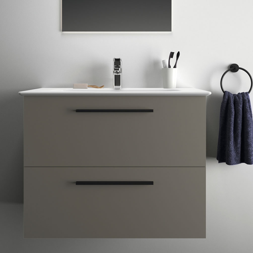 Lifestyle image of Ideal Standard i.life A 800mm Matt Quartz Grey Wall-Hung Basin Vanity Unit